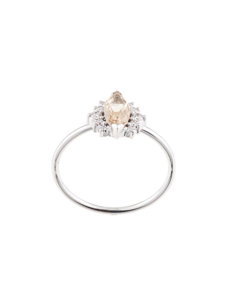 Natalie Marie 14kt White Gold Amelie Quartz And Diamond Ring - Silver