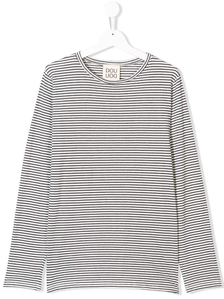 Douuod Kids Longsleeved Striped T-shirt - White