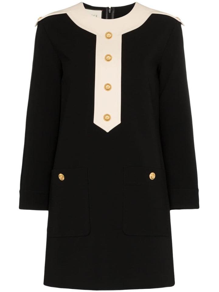 Gucci Button-down Shift Mini Dress - Black