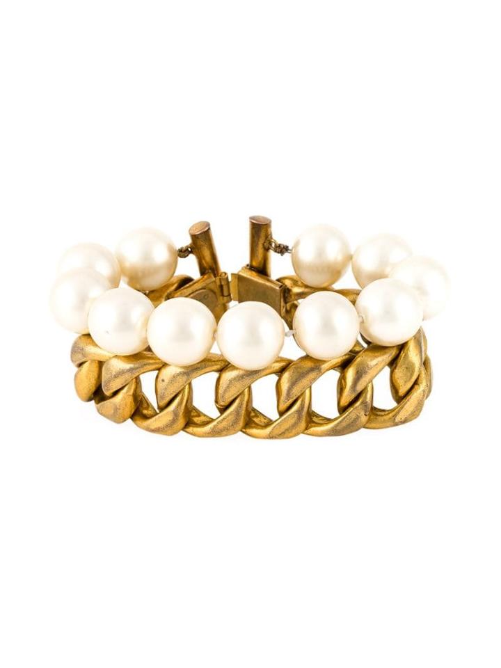 Chanel Pre-owned Chain And Pearls Bracelet - Metallic