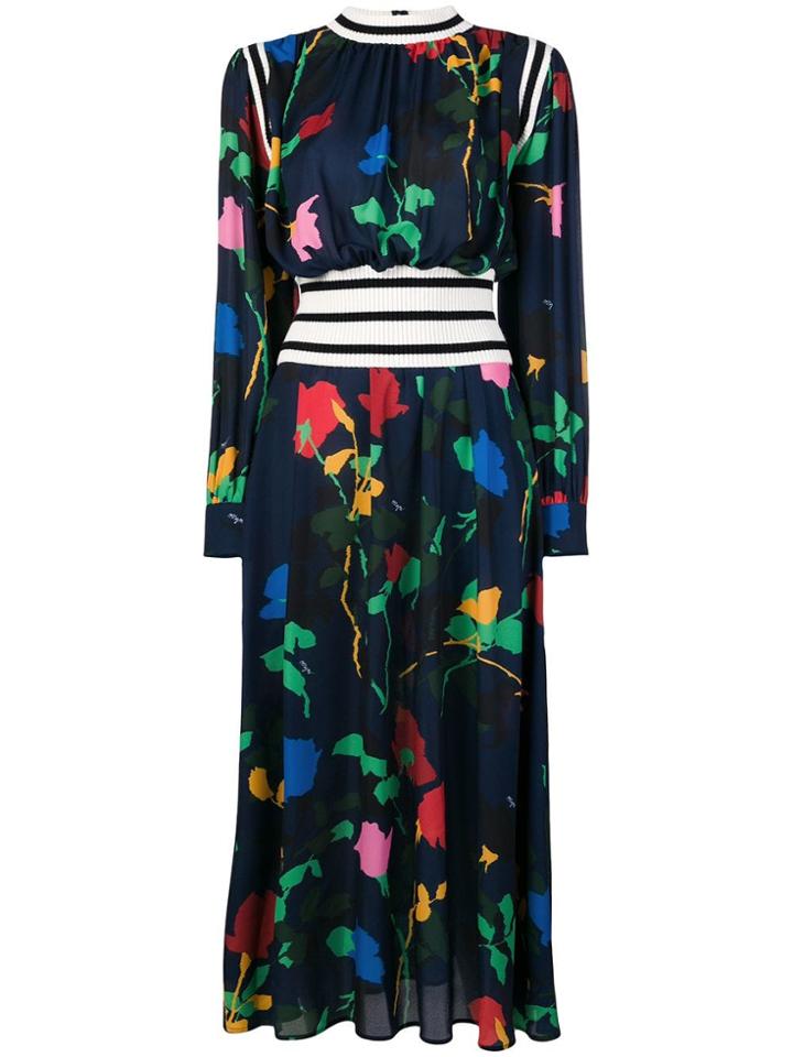 Msgm Long Flared Dress - Blue
