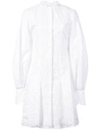 Oscar De La Renta Broderie Anglaise Shirt Dress - White