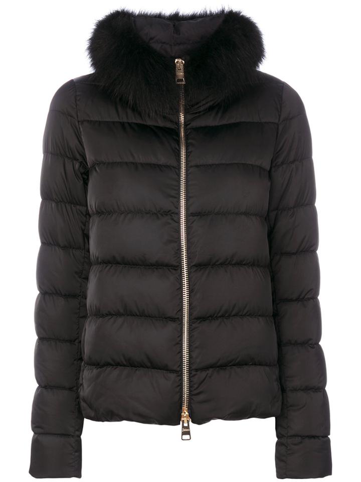 Herno Fox Fur Trim Jacket - Black