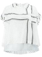 Sacai - Micro-dot Cross Print Blouse - Women - Polyester/cupro - 0, White, Polyester/cupro
