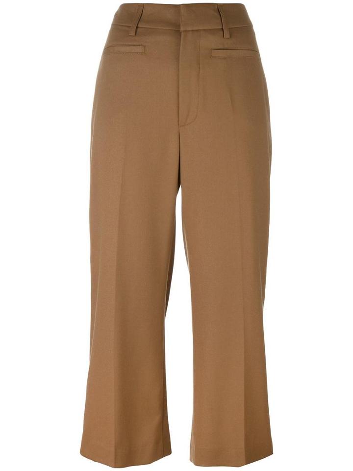 Dondup 'romy' Cropped Trousers, Women's, Size: 40, Brown, Virgin Wool/spandex/elastane/acetate/viscose