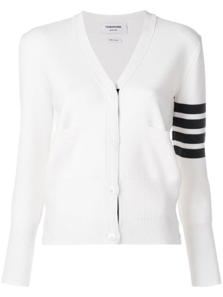 Thom Browne Milano Stitch V-neck Merino Cardigan - White