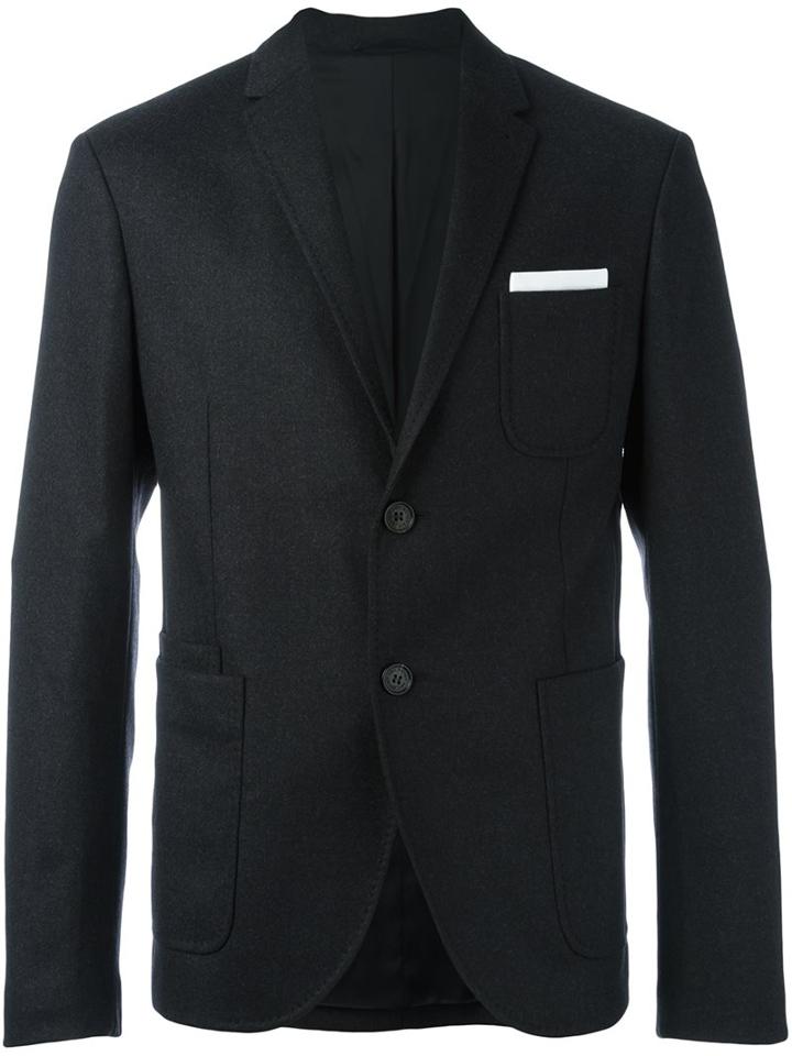Neil Barrett Two Button Blazer, Men's, Size: 50, Black, Polyester/spandex/elastane/viscose/virgin Wool