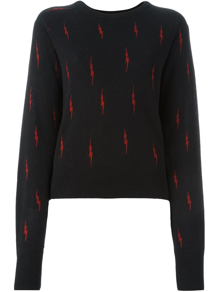 Equipment Red Lightning Knitted Sweater, Women's, Size: Small, Black, Cashmere