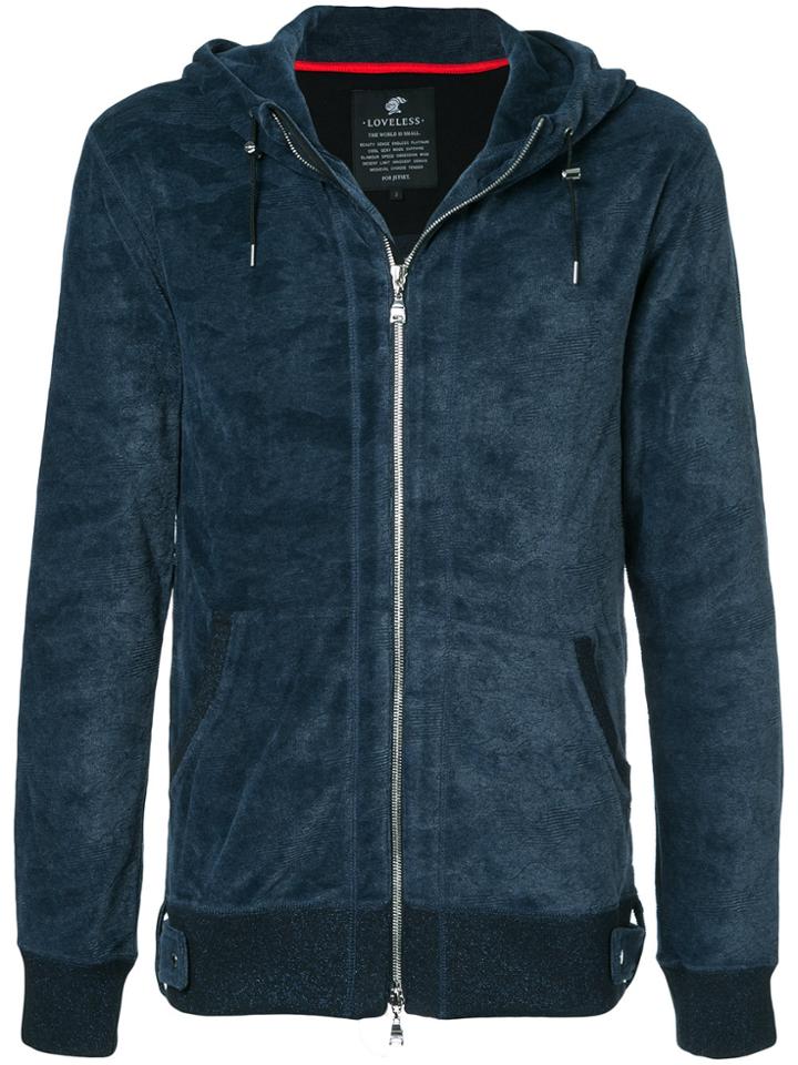 Loveless Velour Zip-up Hoodie - Blue