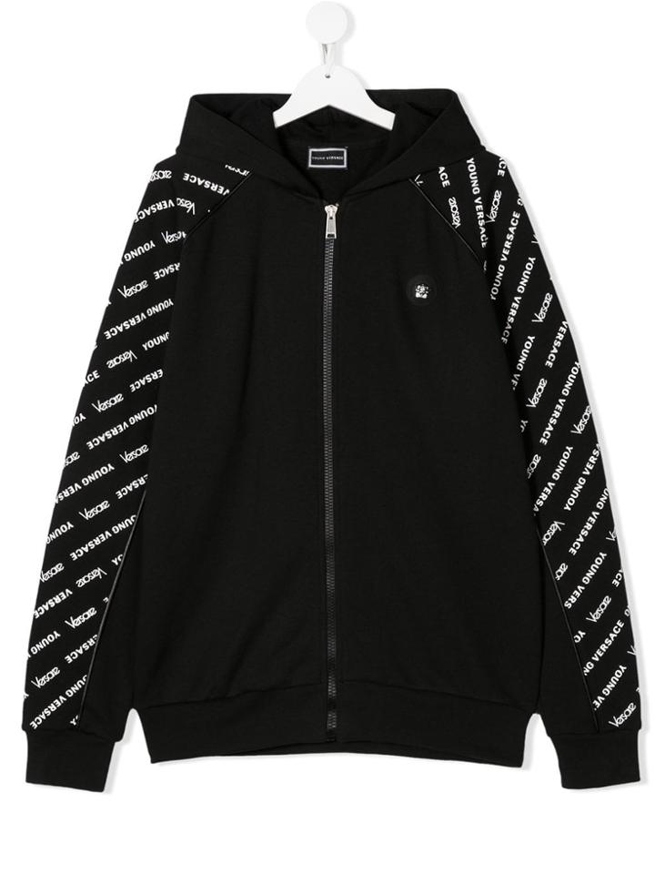 Young Versace Teen Full-zipped Hoodie - Black