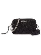 Miu Miu Leather And Sequin Shoulder Bag - Black
