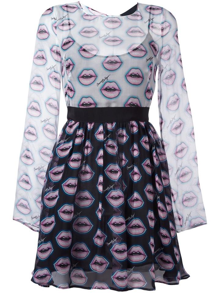 Marco Bologna 'lips' Motif Flared Dress