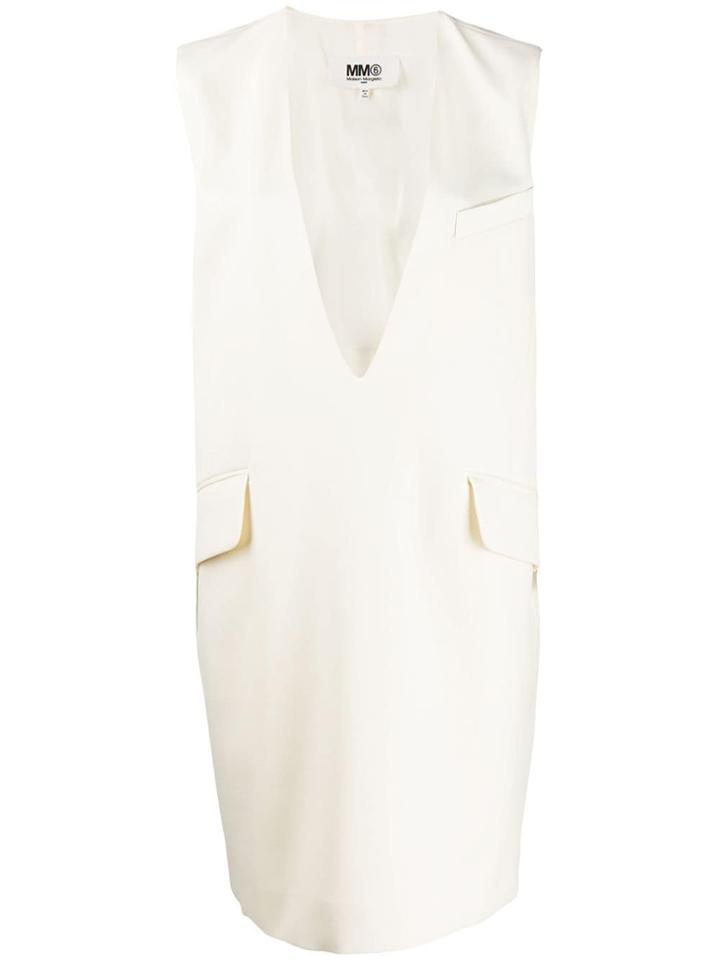 Mm6 Maison Margiela V-neck Shift Dress - White
