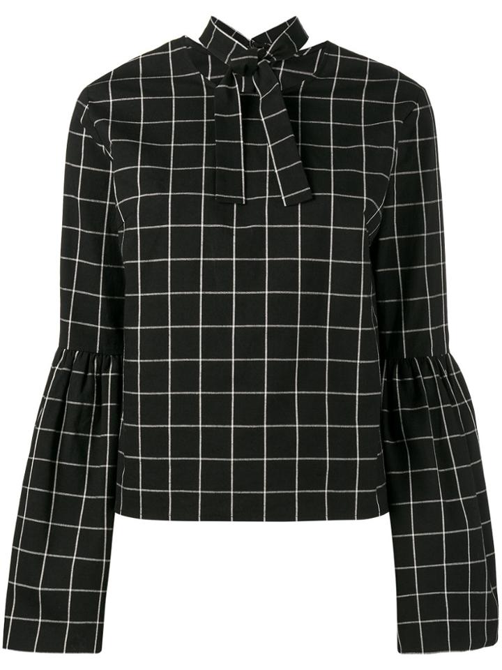 Rejina Pyo Check Print Marta Blouse With Bell Sleeves - Black