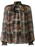 Rejina Pyo Check Print Marta Blouse With Bell Sleeves - Black