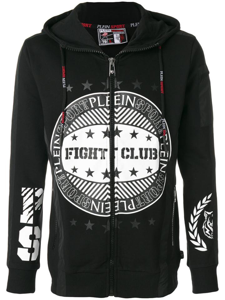 Plein Sport Flight Club Print Hoodie - Black