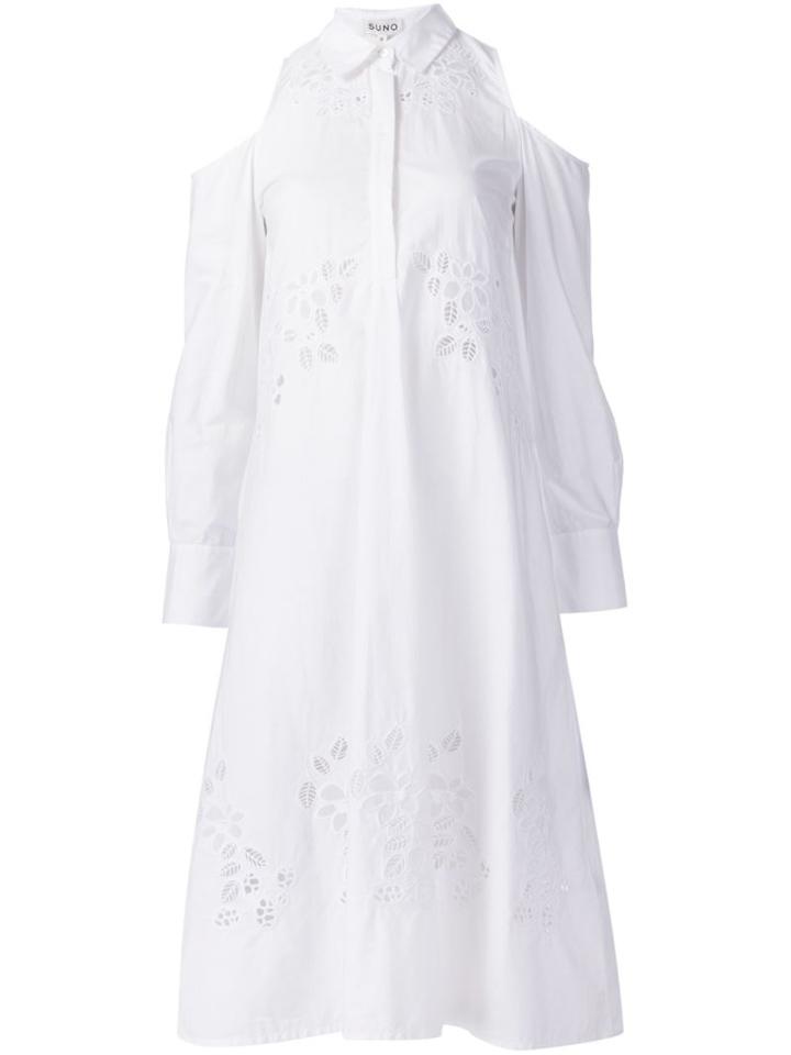 Suno Macrame Cut Out Shoulder Dress, Women's, Size: 4, White, Cotton