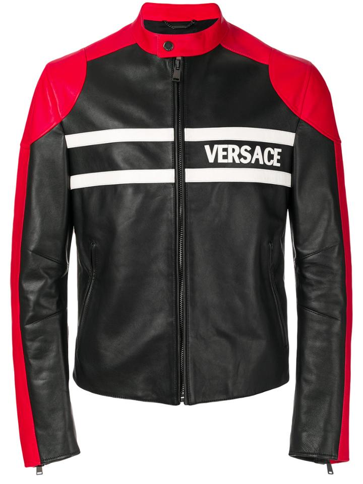 Versace Fitted Biker Jacket - Black