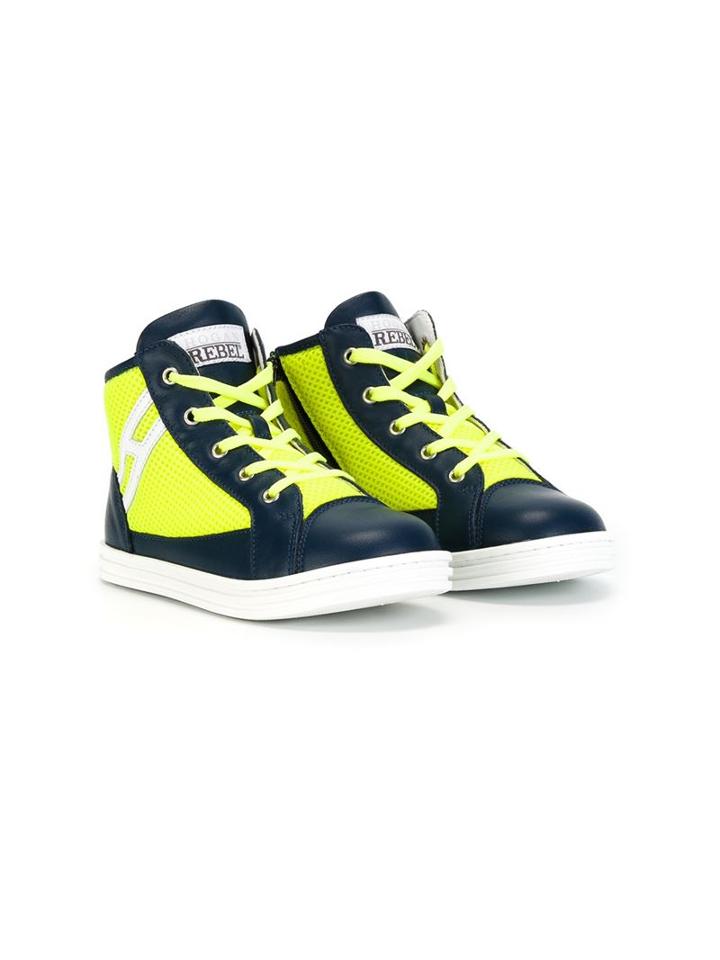 Hogan Kids Rebel Hi-top Sneakers, Boy's, Size: 20, Blue