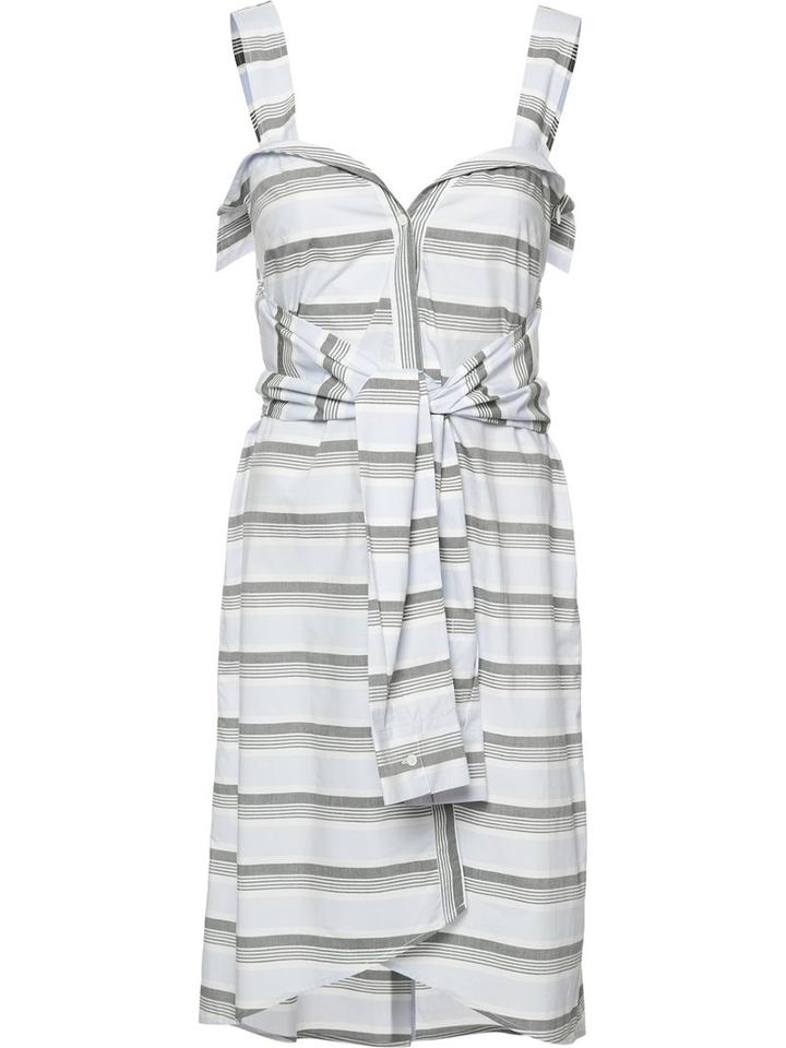 Derek Lam 10 Crosby Tied Waist Striped Dress, Women's, Size: 4, Blue, Cotton