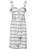 Derek Lam 10 Crosby Tied Waist Striped Dress, Women's, Size: 4, Blue, Cotton