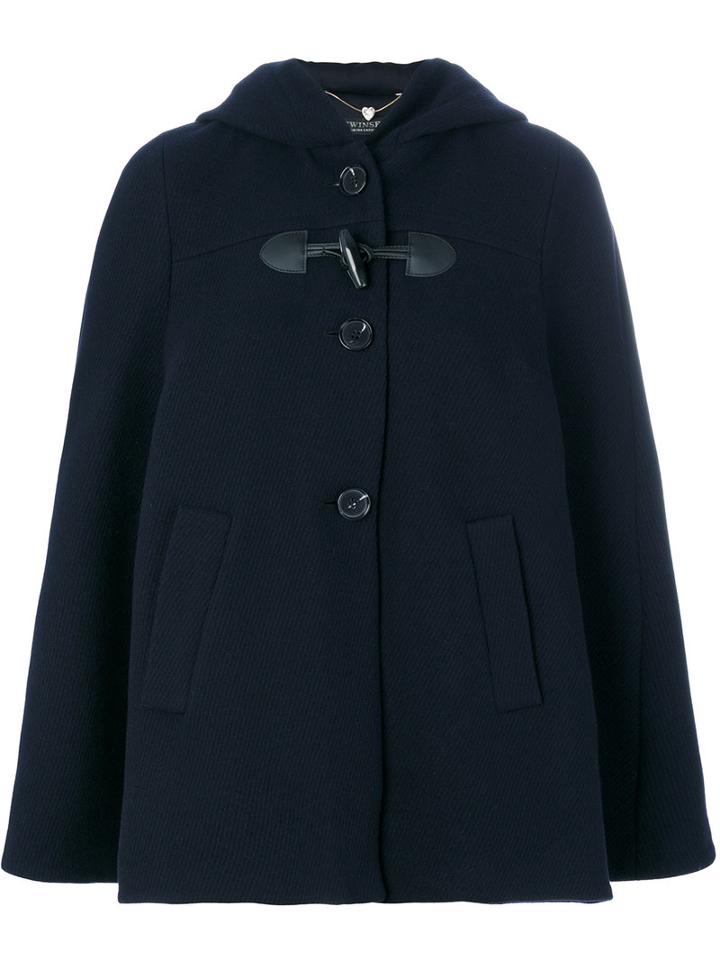 Twin-set - Hooded Cape - Women - Polyamide/polyester/wool - 42, Blue, Polyamide/polyester/wool
