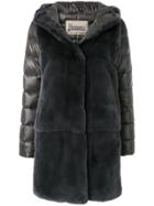 Herno Fur Coat With Padded Sleeves - Grey