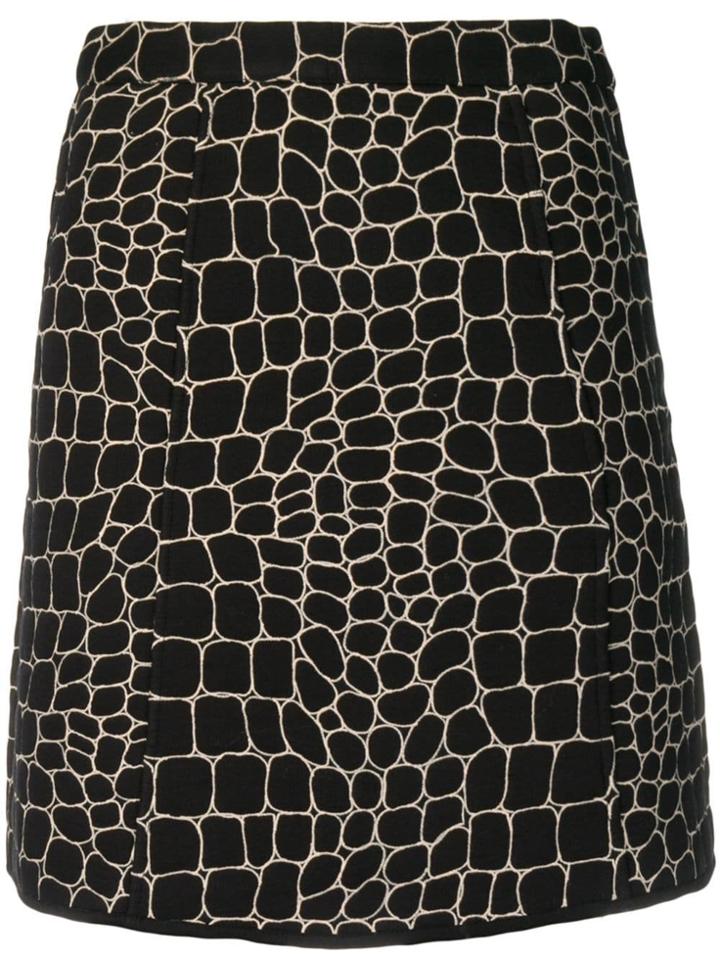 See By Chloé Embroidered Crocodile Effect Skirt - Black