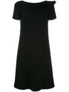 Prada Shoulder Bow Dress, Women's, Size: 46, Black, Silk/cupro/viscose