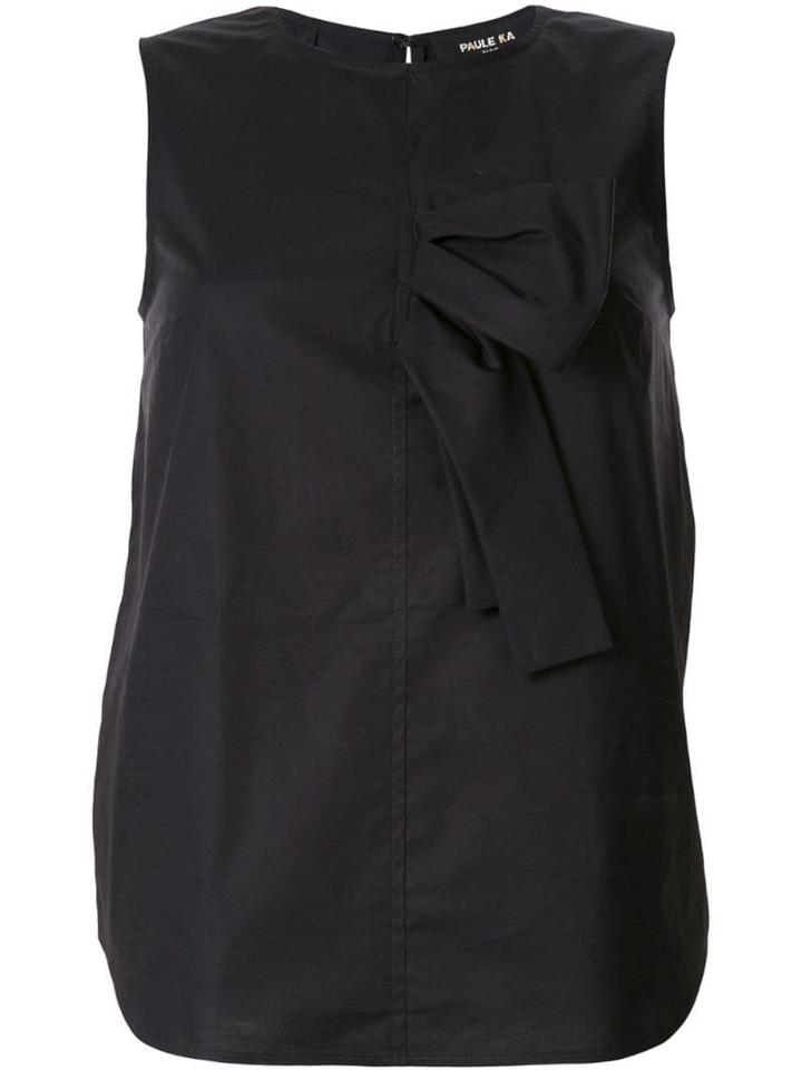 Paule Ka Sleeveless Half Bow Blouse - Black