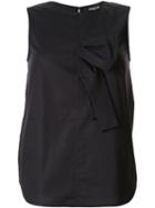 Paule Ka Sleeveless Half Bow Blouse - Black