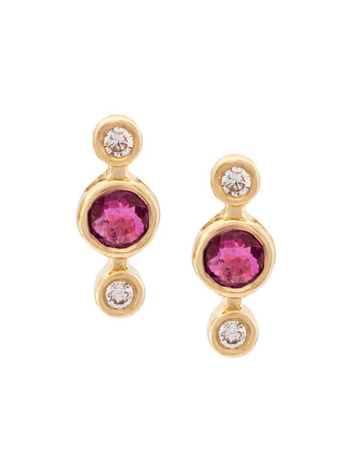 Ilana Ariel 3 Dot Ruby And Diamond Stud Earrings