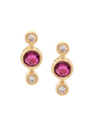 Ilana Ariel 3 Dot Ruby And Diamond Stud Earrings