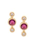 Ilana Ariel 3 Dot Ruby And Diamond Stud Earrings