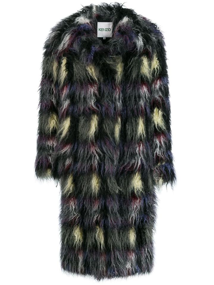 Kenzo Fuzzy Faux Fur Coat - Grey
