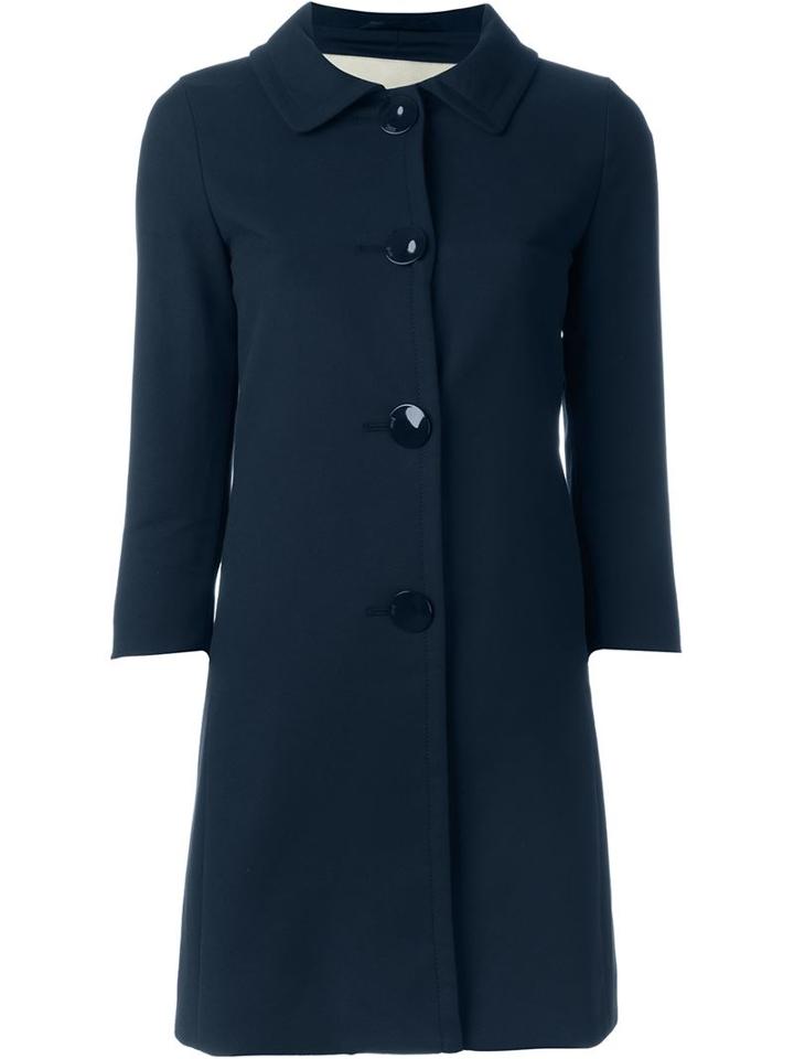 Herno Single Breasted Short Coat, Women's, Size: 38, Blue, Cotton/acetate/polyester