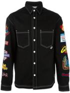 Gcds Patched Button Down Shirt, Men's, Size: Large, Black, Cotton
