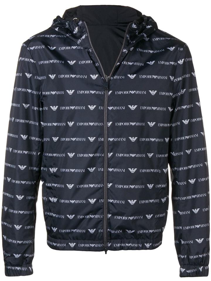 Emporio Armani Monogram Print Bomber Jacket - Blue