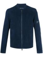 John Varvatos Classic Bomber Jacket, Men's, Size: 48, Blue, Leather/viscose