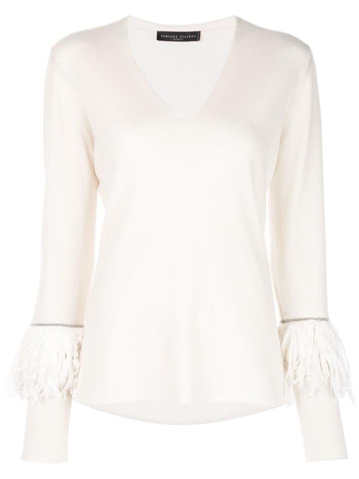 Fabiana Filippi Fringe Jumper - White