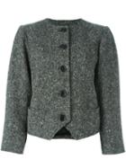 Yves Saint Laurent Vintage Buttoned Crop Jacket, Women's, Size: 38, Grey