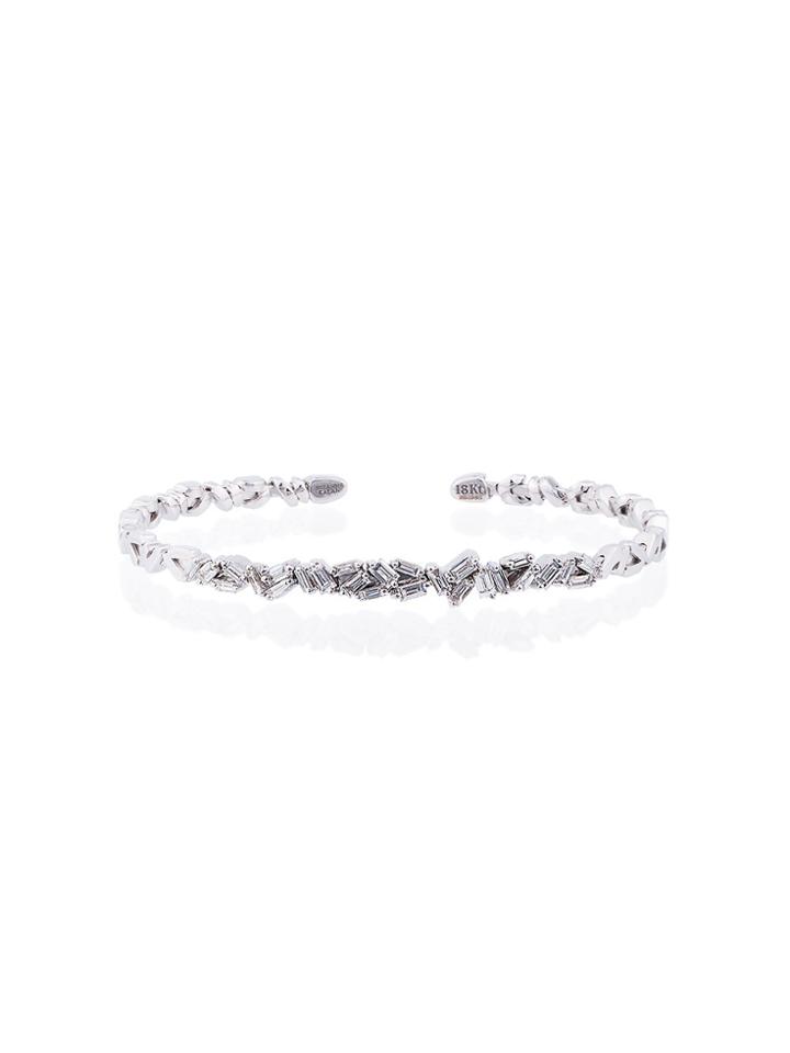 Suzanne Kalan 18k White Gold And Diamond Fireworks Zigzag Baguette
