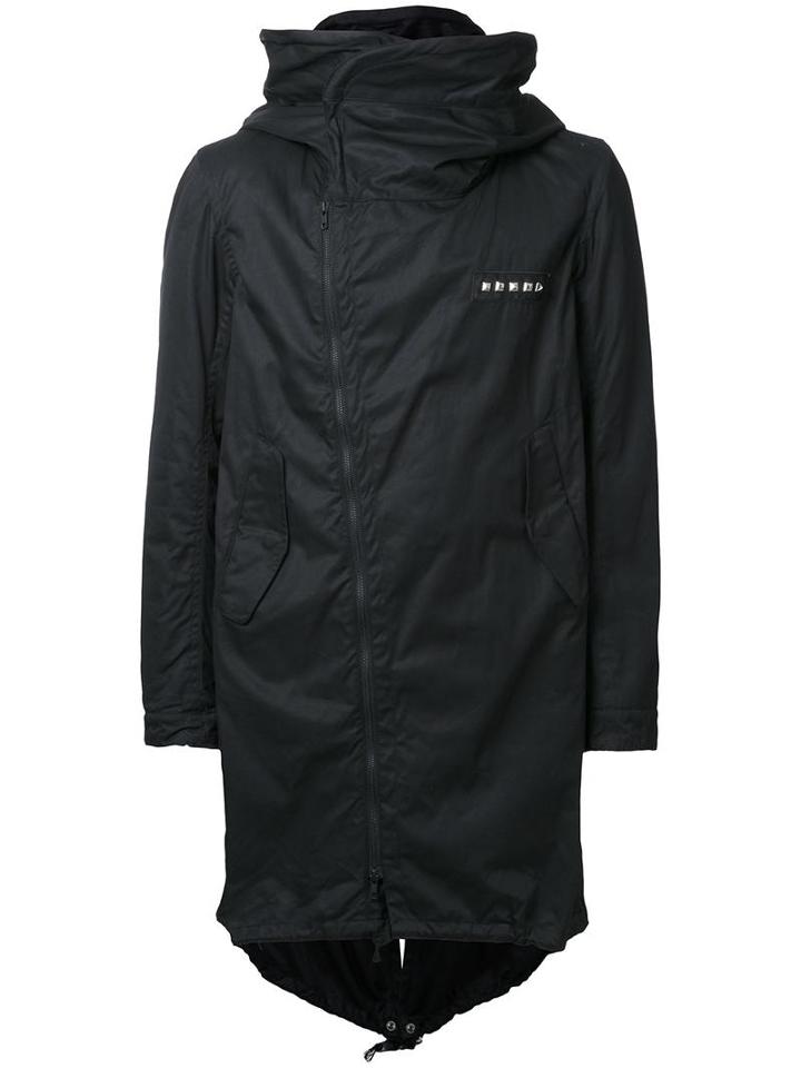 Nude Hooded Zipped Coat, Men's, Size: 2, Black, Cotton