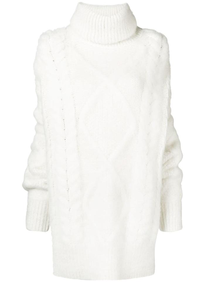 Maison Margiela Long Chunky Knit Sweater - White