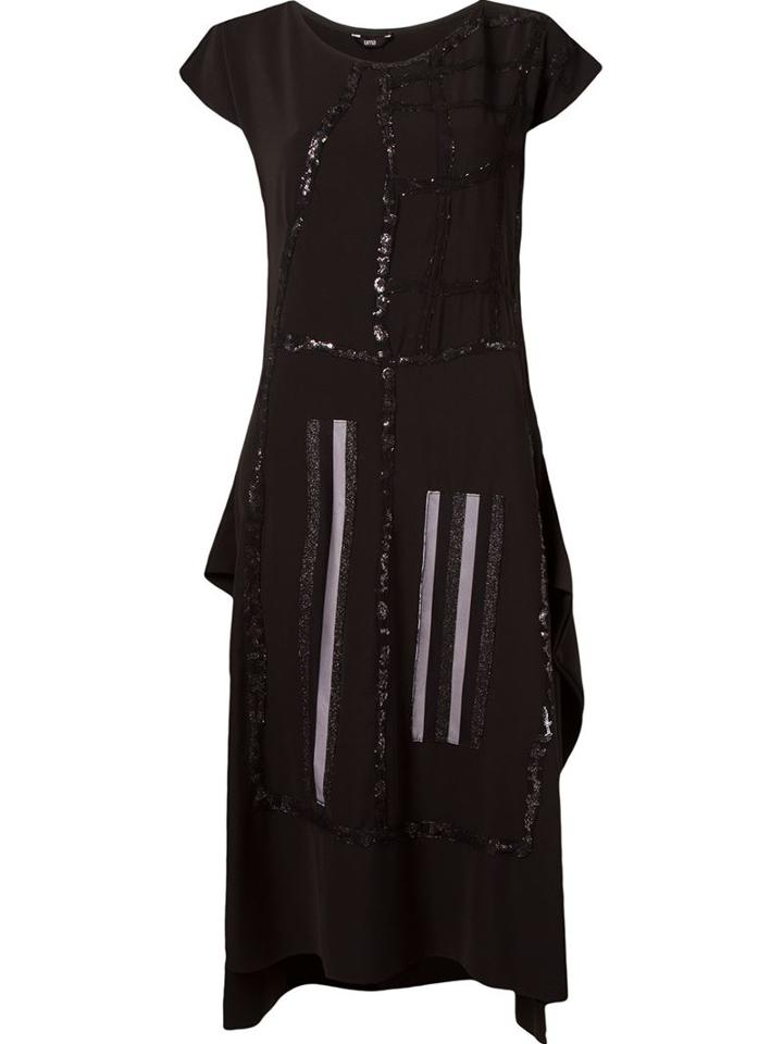 Uma Raquel Davidowicz Embroidered Asymmetric Dress, Women's, Size: 40, Black, Polyester/spandex/elastane
