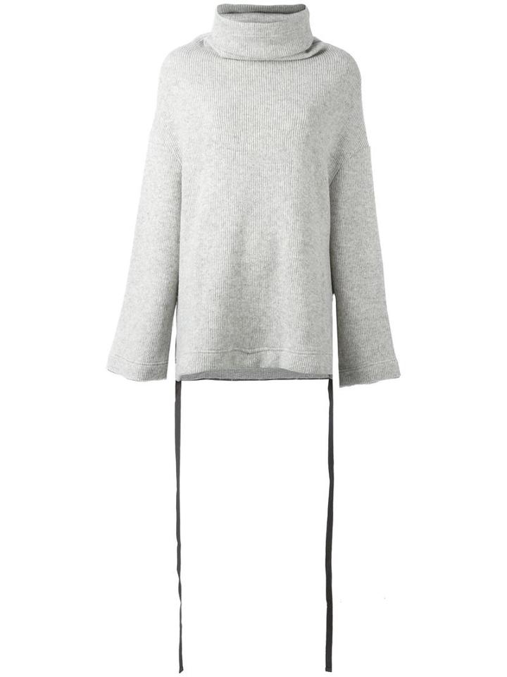 Yohji Yamamoto Turtleneck Shift Jumper, Women's, Size: Small, Grey, Cotton/nylon/wool