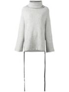 Yohji Yamamoto Turtleneck Shift Jumper, Women's, Size: Small, Grey, Cotton/nylon/wool