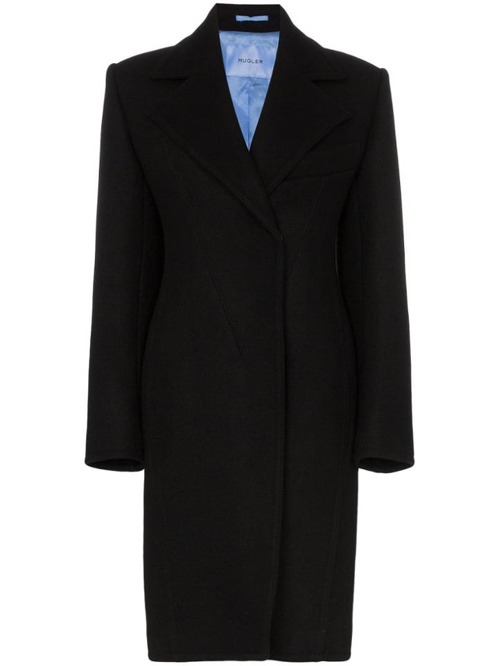 Mugler Tailored Mid Length Coat - Black