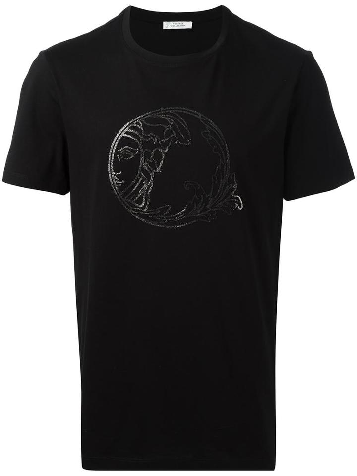 Versace Collection Logo Print T-shirt, Men's, Size: Large, Black, Cotton