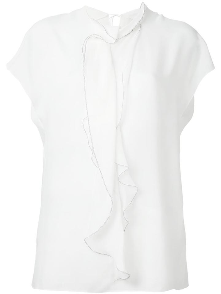 3.1 Phillip Lim Ruffled Placket Blouse, Women's, Size: 2, White, Silk